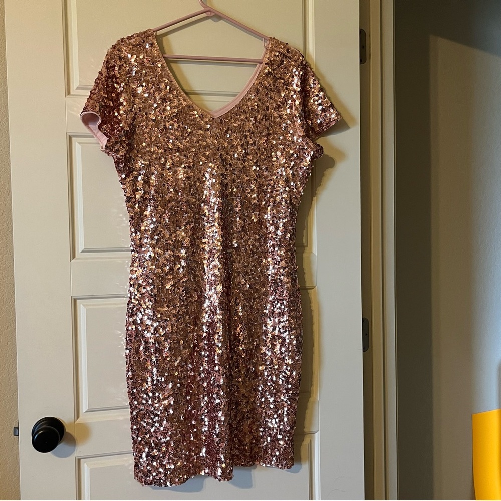 Sequin Rose gold Dress,XL